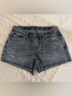 Target’s 🎯 Wild Fable Distressed Mid-Rise Med-Dark Blue Denim Cutoff Shorts